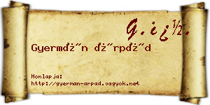 Gyermán Árpád névjegykártya